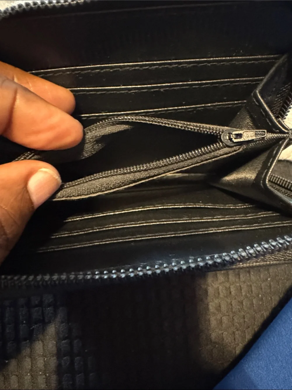 Black Zip-Around Saffiano Card Holder
